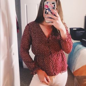 madewell floral long sleeve blouse